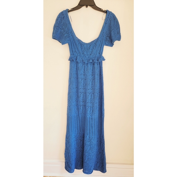 Zara blue knit crochet long midi dress - Picture 9 of 9